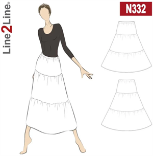 Line2Line snitmønster - N332 Lang nederdel med flæser